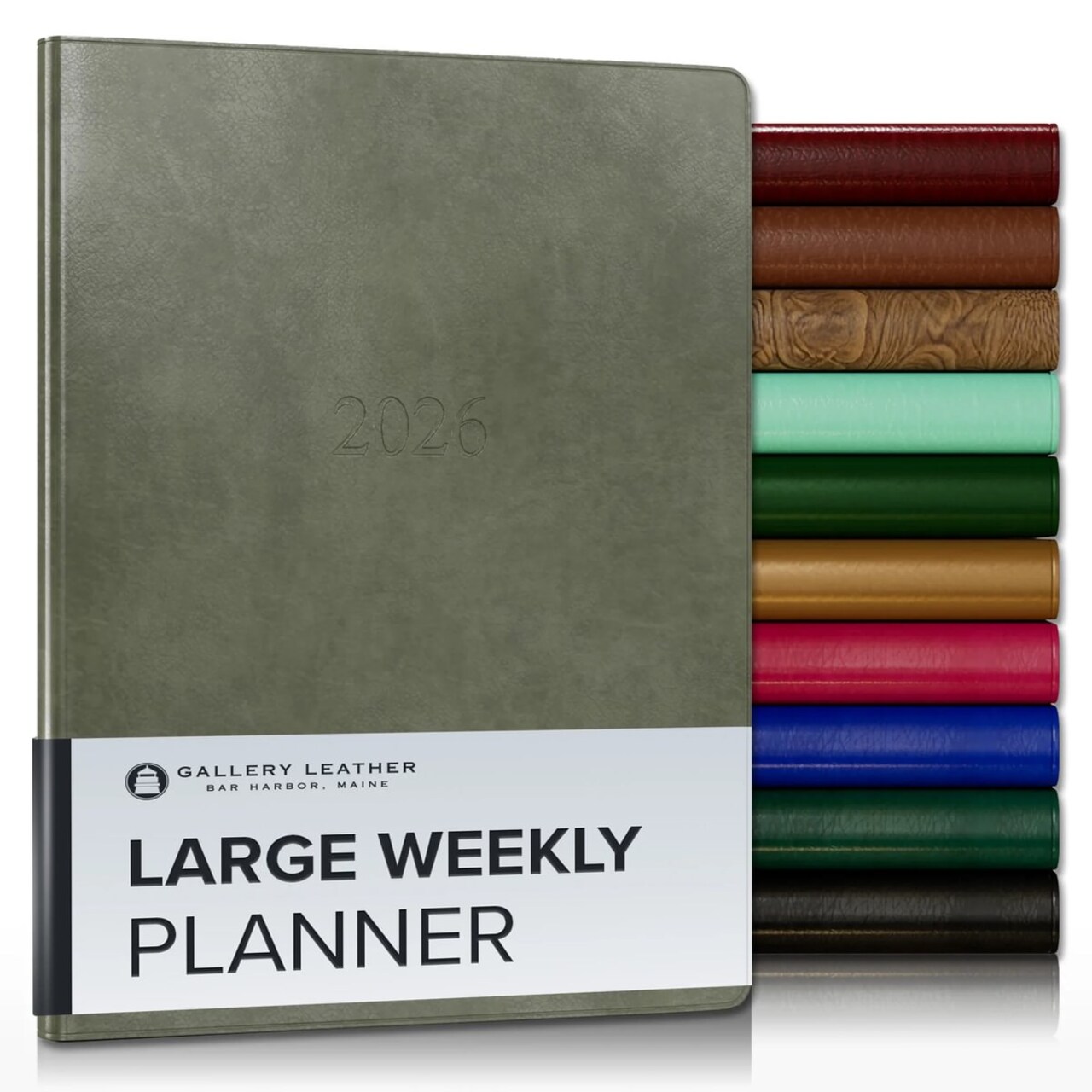 Gallery Leather Large Weekly Planner 2026, Elegantly Bound Calendar Planner and Notebook with Stylish Gold-Gilded Page Edges, 12 Months - 9.75 x 7.5 "